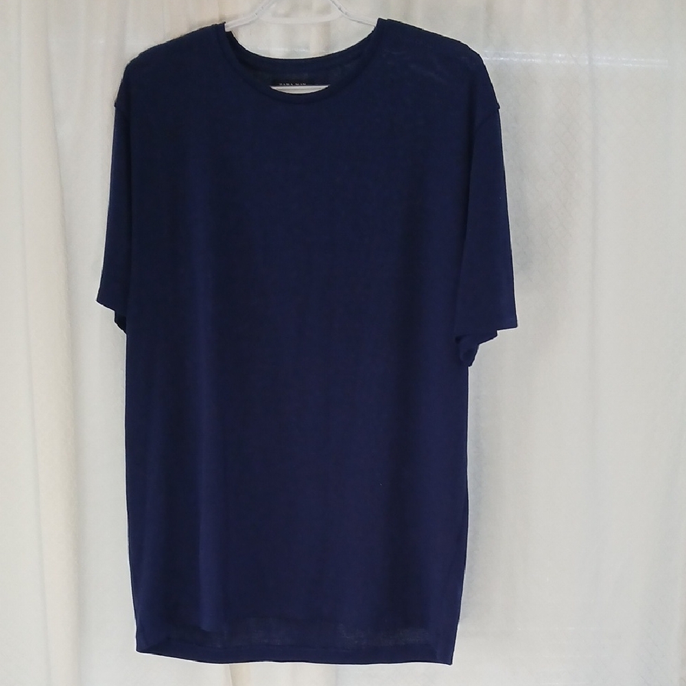Zara Men's Short Sleeve Crew Neck T-Shirt - Dark Blue